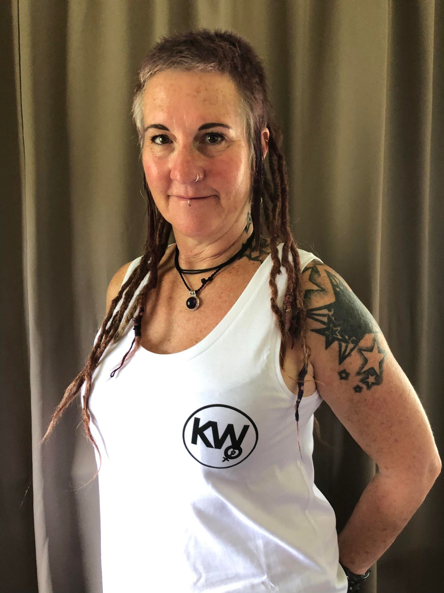 Tank top with "Kantankerous Woman" Logo Pocket Screenprint.