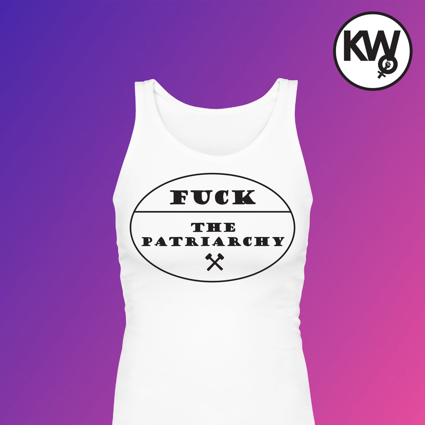 Tank top with "FUCK THE PATRIARCHY" hand screenprint.