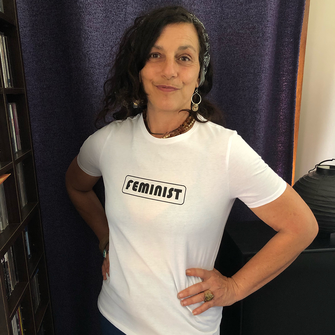 T-Shirt with "FEMINIST" hand screenprint