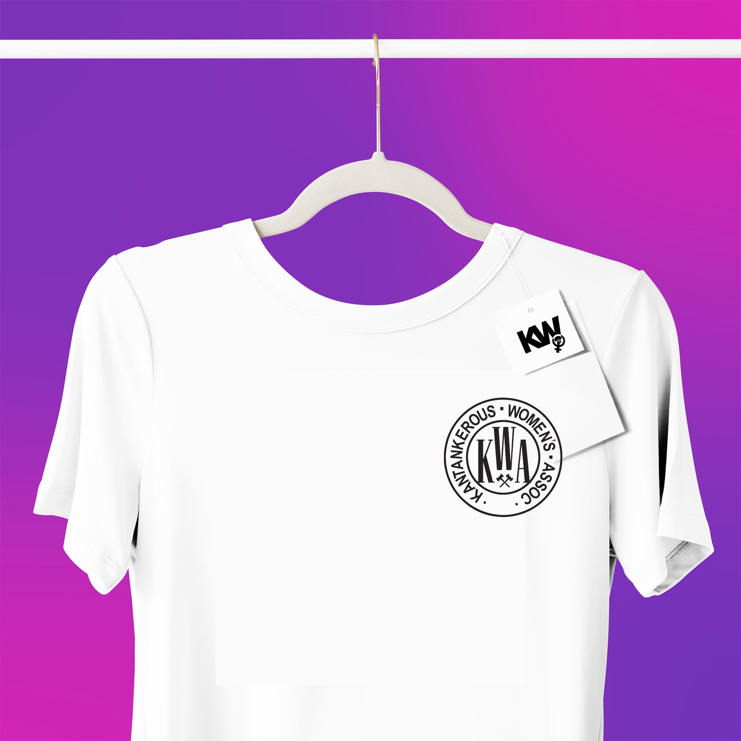 T-Shirt with "KANTANKEROUS WOMENS ASSOC" pocket screenprint.