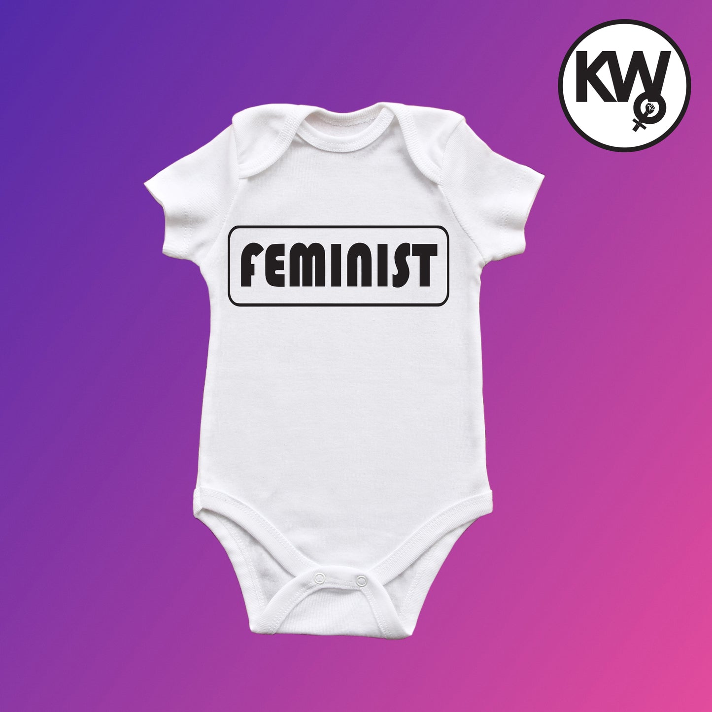 Baby Grow with "Feminist" hand screenprint