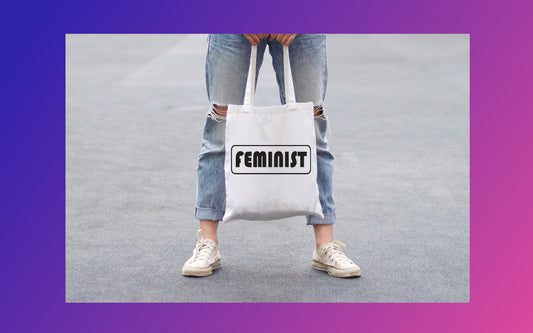 Cotton Tote with "FEMINIST” hand screenprint.