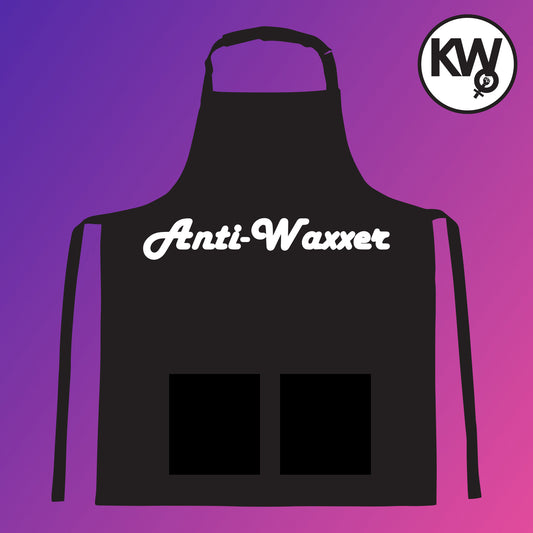 Apron with “ANTI-WAXXER” hand screenprint.