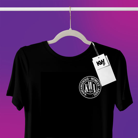 T-Shirt with "KANTANKEROUS WOMENS ASSOC" pocket screenprint.
