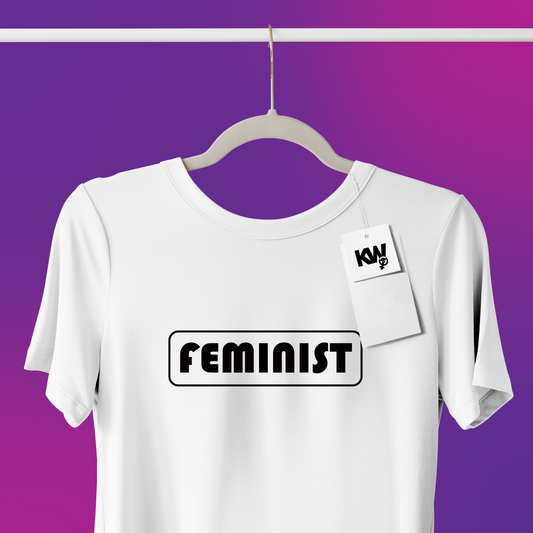 T-Shirt with "FEMINIST" hand screenprint