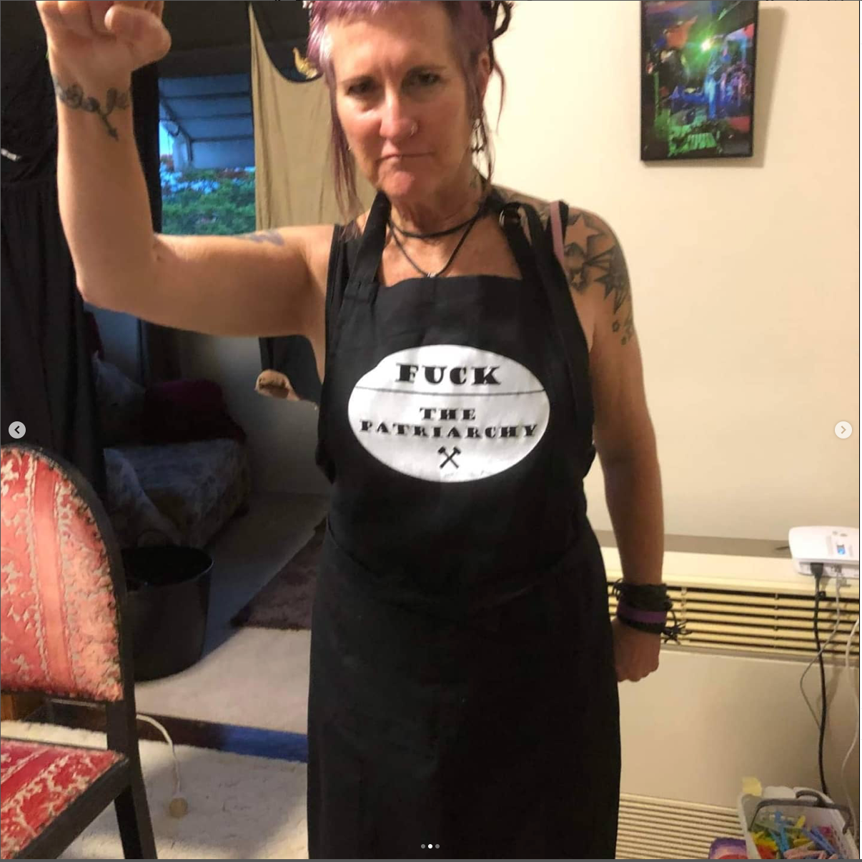 Apron with “FUCK THE PATRIARCHY” hand screenprint